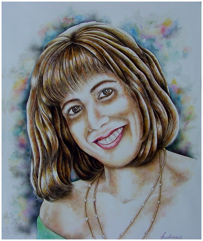 Rosy Acrylic Portrait by artist Andreas Mujica