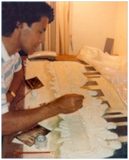 Andreas Mujica working on the remaking of The Last Supper